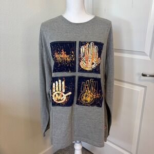 Mizkeen Originals Mens L Gray Long Sleeve Graphic T-Shirt Cyco Simon Splatter